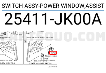 Nissan 25411JK00A SWITCH ASSY-POWER WINDOW,ASSIST