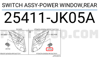 Nissan 25411JK05A SWITCH ASSY-POWER WINDOW,REAR