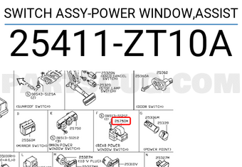 Nissan 25411ZT10A SWITCH ASSY-POWER WINDOW,ASSIST