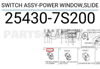 Nissan 254307S200 SWITCH ASSY-POWER WINDOW,SLIDE
