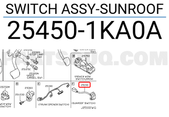Nissan 254501KA0A SWITCH ASSY-SUNROOF