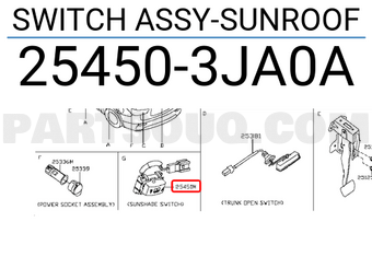 Nissan 254503JA0A SWITCH ASSY-SUNROOF
