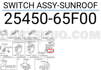Nissan 2545065F00 SWITCH ASSY-SUNROOF