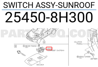 Nissan 254508H300 SWITCH ASSY-SUNROOF