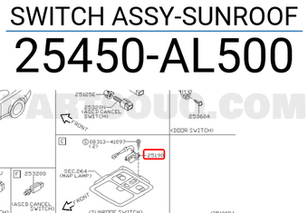 Nissan 25450AL500 SWITCH ASSY-SUNROOF
