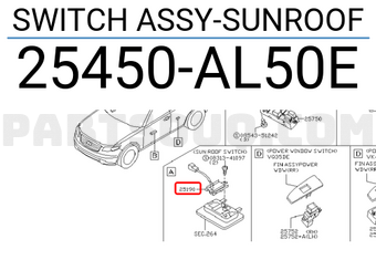 Nissan 25450AL50E SWITCH ASSY-SUNROOF
