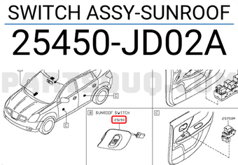 Nissan 25450JD02A SWITCH ASSY-SUNROOF