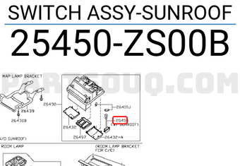 Nissan 25450ZS00B SWITCH ASSY-SUNROOF