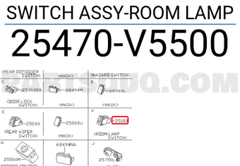 Nissan 25470V5500 SWITCH ASSY-ROOM LAMP