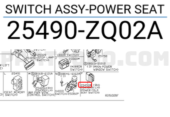 Nissan 25490ZQ02A SWITCH ASSY-POWER SEAT