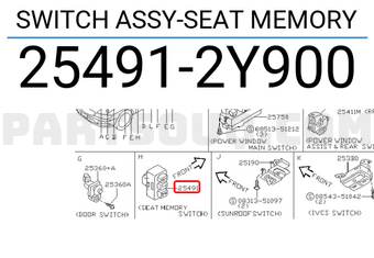 Nissan 254912Y900 SWITCH ASSY-SEAT MEMORY