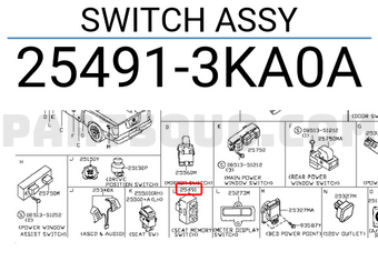 Nissan 254913KA0A SWITCH ASSY