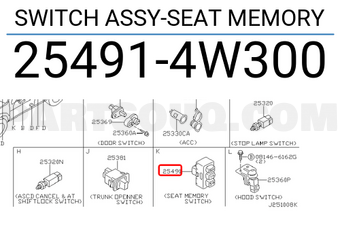 Nissan 254914W300 SWITCH ASSY-SEAT MEMORY