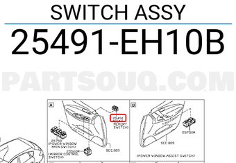 Nissan 25491EH10B SWITCH ASSY