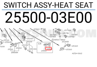 Nissan 2550003E00 SWITCH ASSY-HEAT SEAT