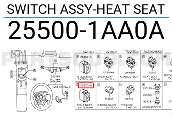 Nissan 255001AA0A SWITCH ASSY-HEAT SEAT