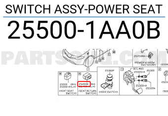 Nissan 255001AA0B SWITCH ASSY-POWER SEAT