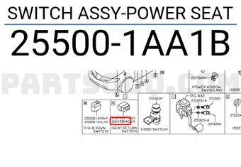 Nissan 255001AA1B SWITCH ASSY-POWER SEAT