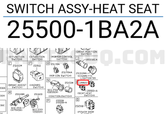 Nissan 255001BA2A SWITCH ASSY-HEAT SEAT