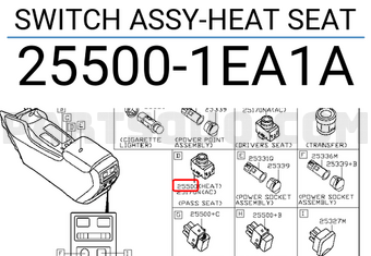 Nissan 255001EA1A SWITCH ASSY-HEAT SEAT