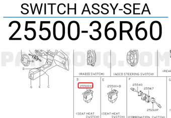 Nissan 2550036R60 SWITCH ASSY-SEA