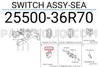 Nissan 2550036R70 SWITCH ASSY-SEA
