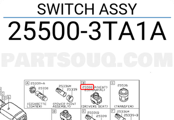 Nissan 255003TA1A SWITCH ASSY