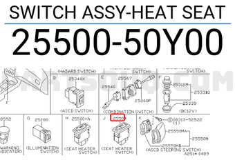 Nissan 2550050Y00 SWITCH ASSY-HEAT SEAT