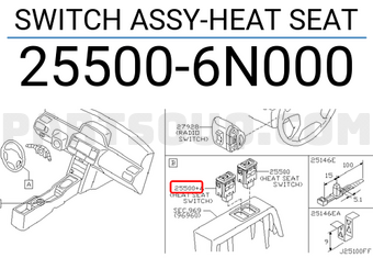 Nissan 255006N000 SWITCH ASSY-HEAT SEAT