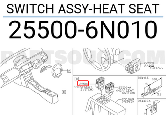 Nissan 255006N010 SWITCH ASSY-HEAT SEAT