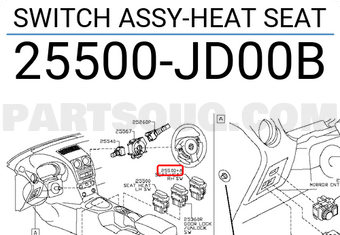 Nissan 25500JD00B SWITCH ASSY-HEAT SEAT