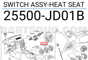 Nissan 25500JD01B SWITCH ASSY-HEAT SEAT
