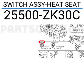 Nissan 25500ZK30C SWITCH ASSY-HEAT SEAT