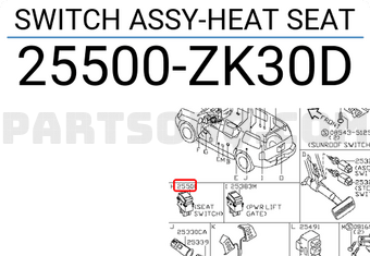 Nissan 25500ZK30D SWITCH ASSY-HEAT SEAT