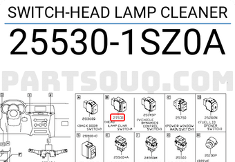Nissan 255301SZ0A SWITCH-HEAD LAMP CLEANER
