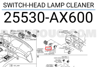 Nissan 25530AX600 SWITCH-HEAD LAMP CLEANER