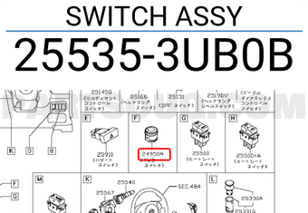 Nissan 255353UB0B SWITCH ASSY