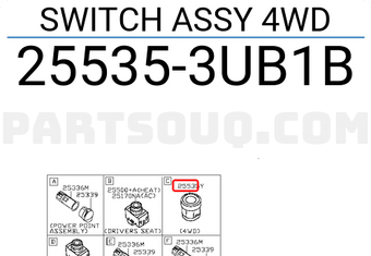 Nissan 255353UB1B SWITCH ASSY 4WD