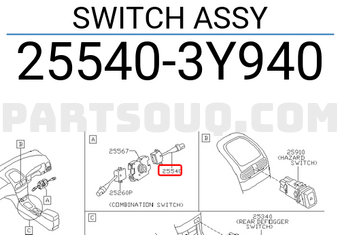 Nissan 255403Y940 SWITCH ASSY