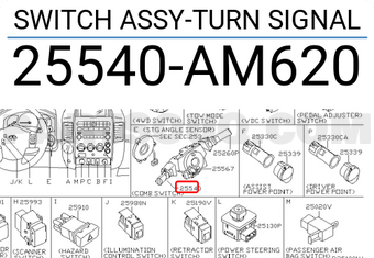 Nissan 25540AM620 SWITCH ASSY-TURN SIGNAL