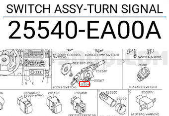Nissan 25540EA00A SWITCH ASSY-TURN SIGNAL