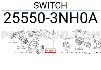 Nissan 255503NH0A SWITCH
