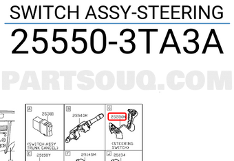 Nissan 255503TA3A SWITCH ASSY-STEERING