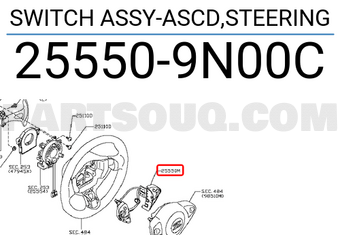 Nissan 255509N00C SWITCH ASSY-ASCD,STEERING
