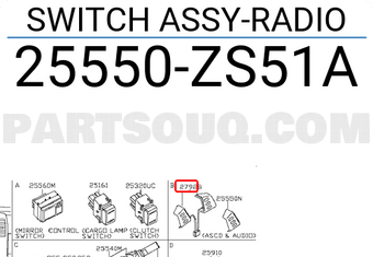 Nissan 25550ZS51A SWITCH ASSY-RADIO