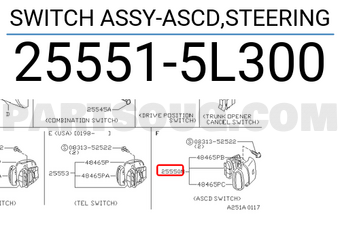 Nissan 255515L300 SWITCH ASSY-ASCD,STEERING
