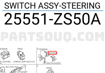 Nissan 25551ZS50A SWITCH ASSY-STEERING