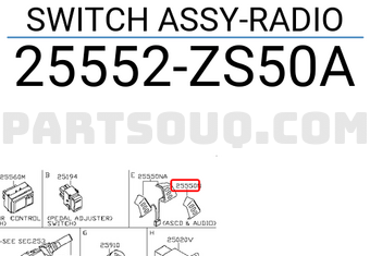 Nissan 25552ZS50A SWITCH ASSY-RADIO