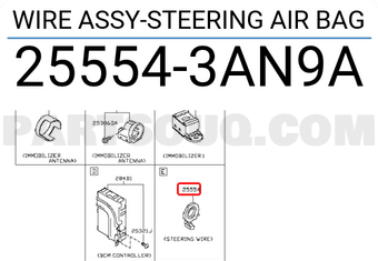 Nissan 255543AN9A WIRE ASSY-STEERING AIR BAG