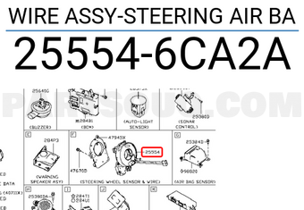 Nissan 255546CA2A WIRE ASSY-STEERING AIR BA